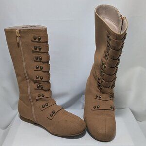 Mia Belle Camel Studded Military Boots